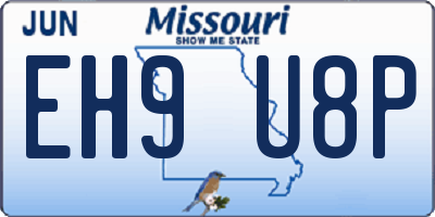 MO license plate EH9U8P