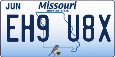 MO license plate EH9U8X