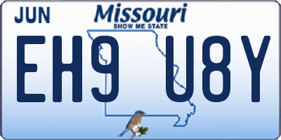 MO license plate EH9U8Y
