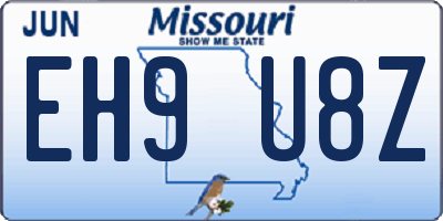 MO license plate EH9U8Z