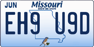 MO license plate EH9U9D