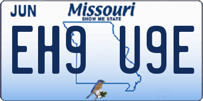 MO license plate EH9U9E