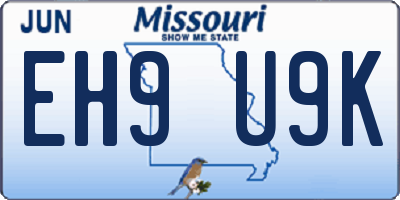 MO license plate EH9U9K