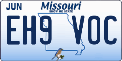 MO license plate EH9V0C