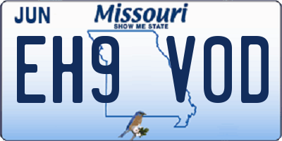 MO license plate EH9V0D