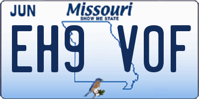 MO license plate EH9V0F
