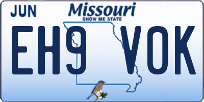 MO license plate EH9V0K
