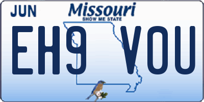 MO license plate EH9V0U
