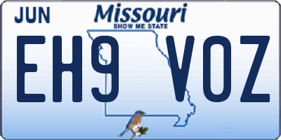 MO license plate EH9V0Z