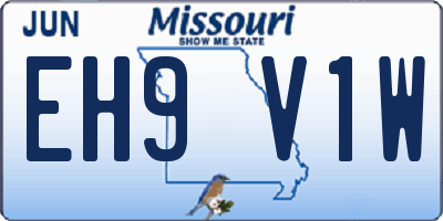 MO license plate EH9V1W