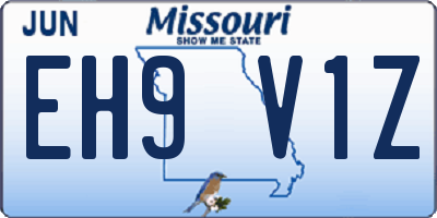 MO license plate EH9V1Z