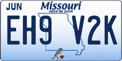 MO license plate EH9V2K