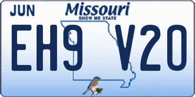 MO license plate EH9V2O