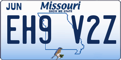 MO license plate EH9V2Z