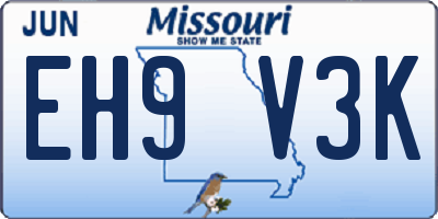 MO license plate EH9V3K