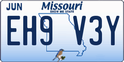 MO license plate EH9V3Y