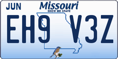 MO license plate EH9V3Z