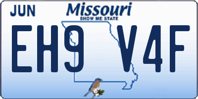 MO license plate EH9V4F