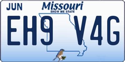 MO license plate EH9V4G