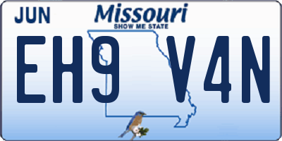 MO license plate EH9V4N