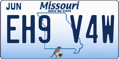 MO license plate EH9V4W