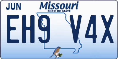 MO license plate EH9V4X