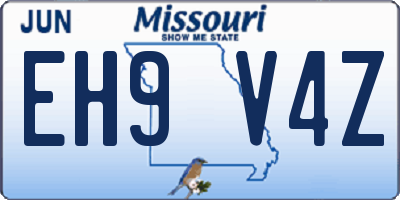 MO license plate EH9V4Z