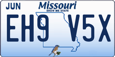 MO license plate EH9V5X