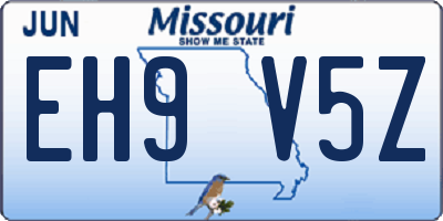 MO license plate EH9V5Z
