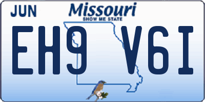 MO license plate EH9V6I