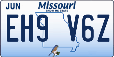 MO license plate EH9V6Z