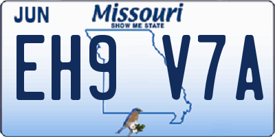 MO license plate EH9V7A