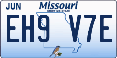 MO license plate EH9V7E
