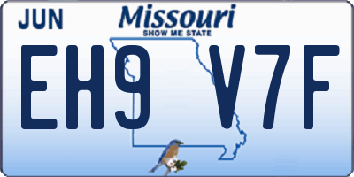 MO license plate EH9V7F