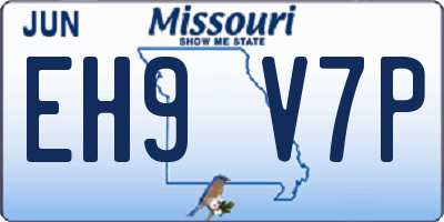 MO license plate EH9V7P