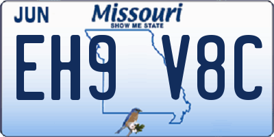 MO license plate EH9V8C