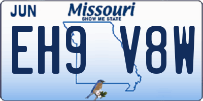 MO license plate EH9V8W