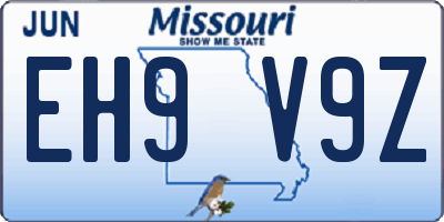 MO license plate EH9V9Z