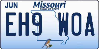 MO license plate EH9W0A
