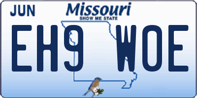 MO license plate EH9W0E