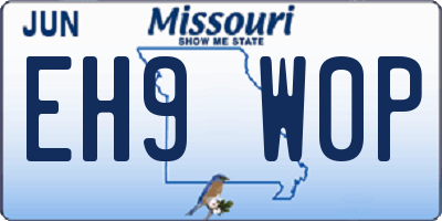 MO license plate EH9W0P