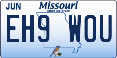 MO license plate EH9W0U