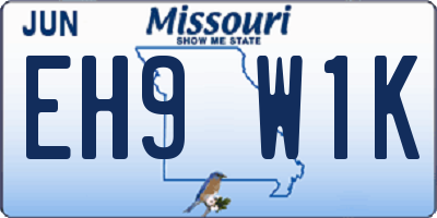 MO license plate EH9W1K