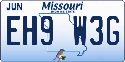 MO license plate EH9W3G