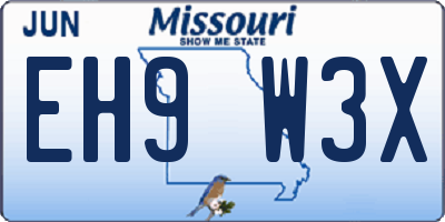 MO license plate EH9W3X