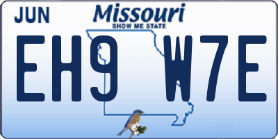MO license plate EH9W7E