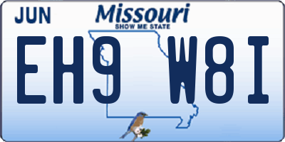 MO license plate EH9W8I