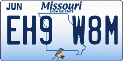 MO license plate EH9W8M