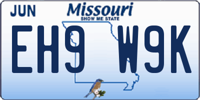 MO license plate EH9W9K