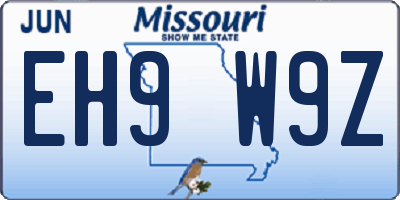 MO license plate EH9W9Z